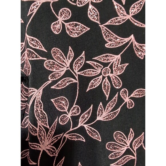 Connected Apparel Black Metallic Pink Sparkle Liquid Knit Top Size XL Festive - Picture 13 of 13